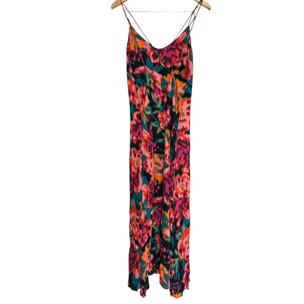 Stillwater Double Strap Slip Dress Medium Vibrant Floral Boho Maxi - Picture 6 of 8